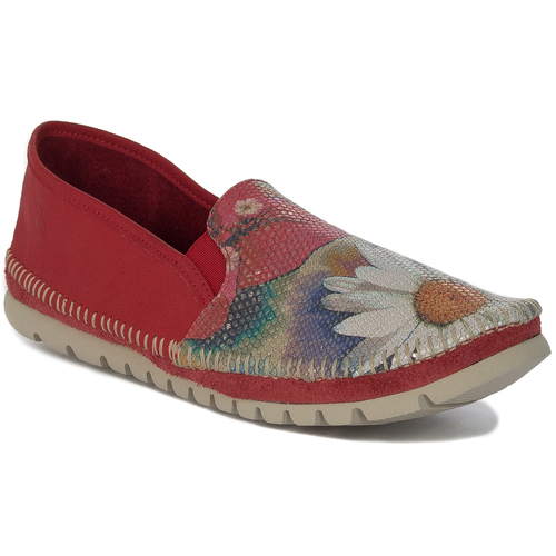 Maciejka Red + flowers Low Shoes