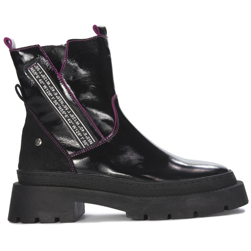 Maciejka Women's Black + Fuchsia Pattented Leather Boots