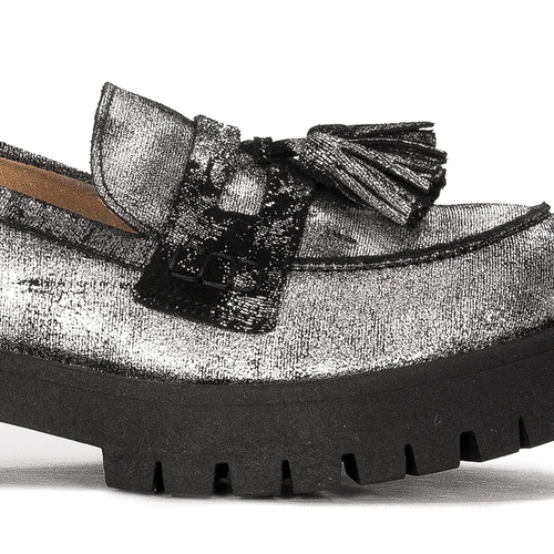 Maciejka Women's Black+Silver Shoes On Platform