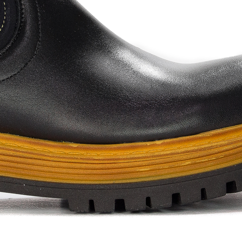 Maciejka Women's Black and Yellow Details Leather Boots