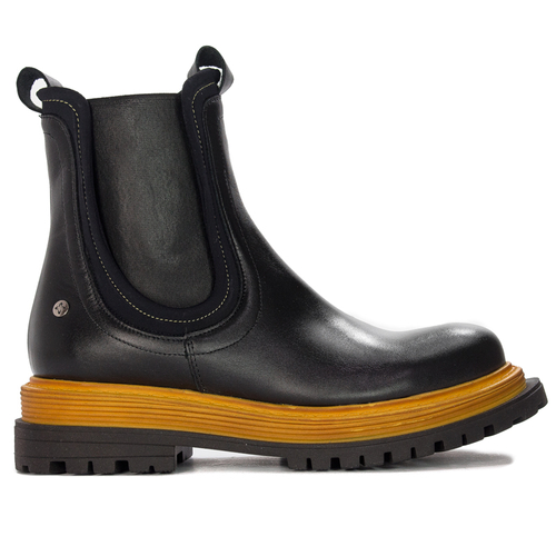 Maciejka Women's Black and Yellow Details Leather Boots