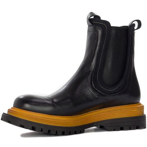 Maciejka Women's Black and Yellow Details Leather Boots