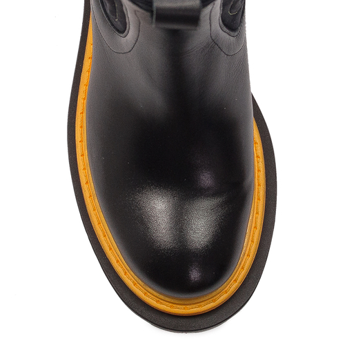 Maciejka Women's Black and Yellow Details Leather Boots