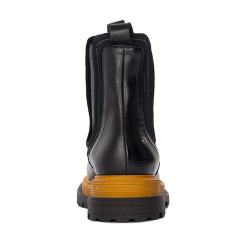 Maciejka Women's Black and Yellow Details Leather Boots