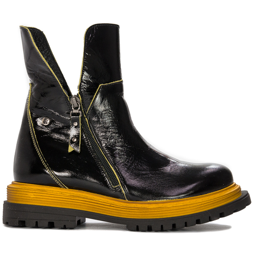 Maciejka Women's Black and Yellow Leather Boots