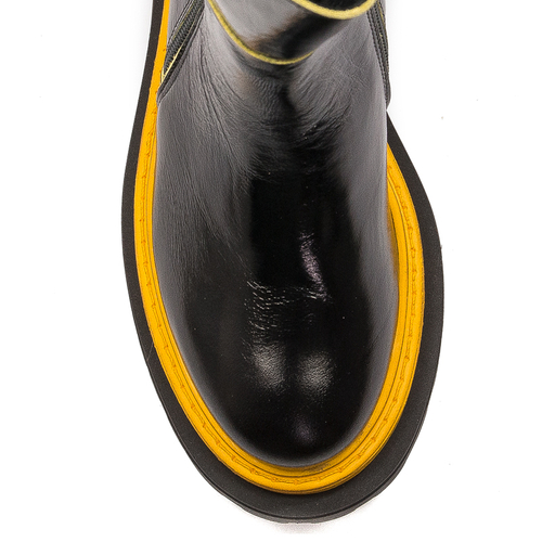 Maciejka Women's Black and Yellow Leather Boots
