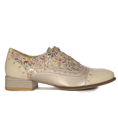 Maciejka Women's Leather Beige + Gold Low Shoes