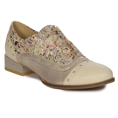 Maciejka Women's Leather Beige + Gold Low Shoes