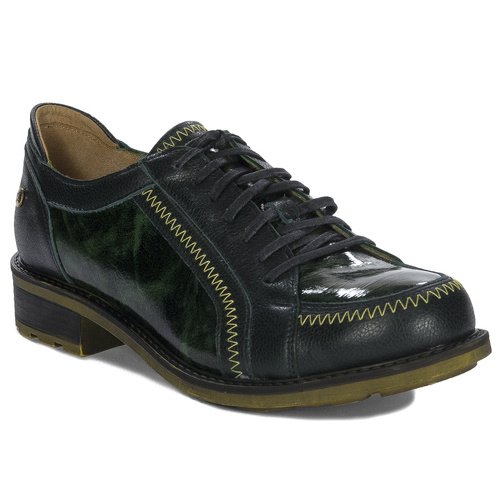 Maciejka Women's Leather Green + Black Low Shoes