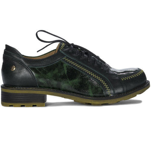 Maciejka Women's Leather Green + Black Low Shoes