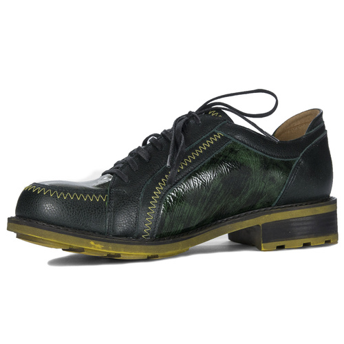 Maciejka Women's Leather Green + Black Low Shoes