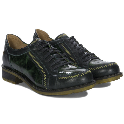 Maciejka Women's Leather Green + Black Low Shoes