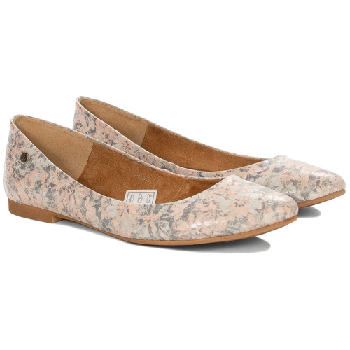 Maciejka Women's Leather Pastel + Flowers Ballerinas 