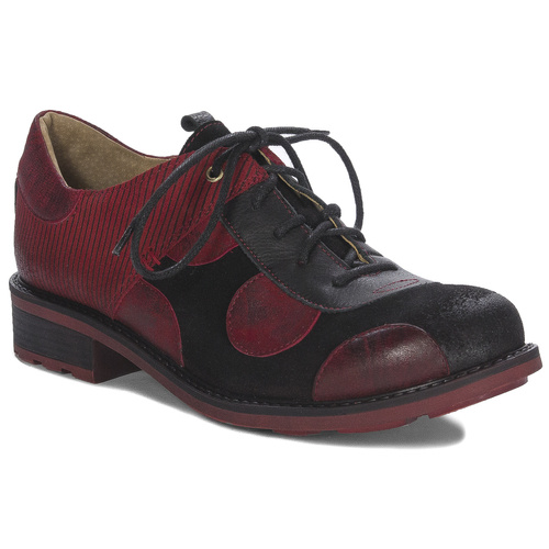 Maciejka Women's Leather Red + Black Low Shoes