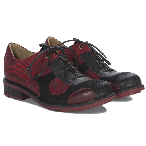 Maciejka Women's Leather Red + Black Low Shoes