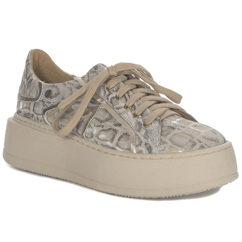 Maciejka Women's Leather Sneakers Beige & Gold