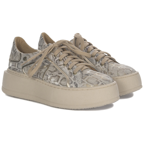 Maciejka Women's Leather Sneakers Beige & Gold