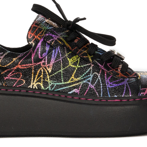 Maciejka Women's Leather Sneakers Black and multicolor