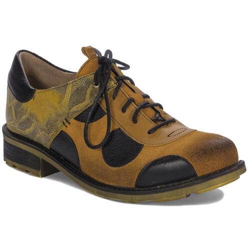 Maciejka Women's Leather Yellow + Black Low Shoes