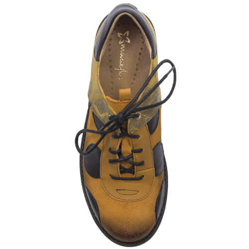 Maciejka Women's Leather Yellow + Black Low Shoes