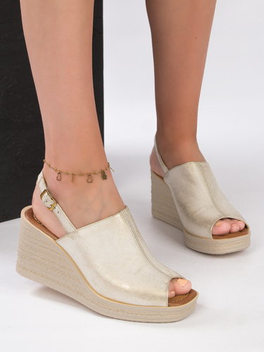 Maciejka Women's Sandals On Heel Beige & Gold