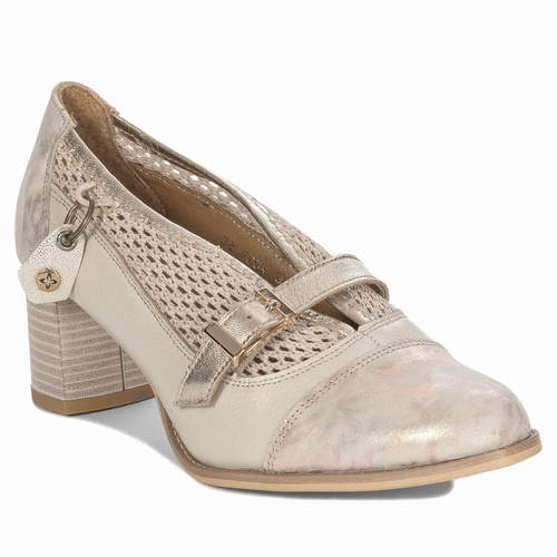 Maciejka Women's Shoes Light Beige + Gold