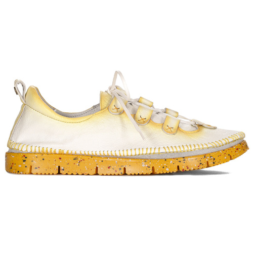 Maciejka Women's White + Yellow Flat Shoes