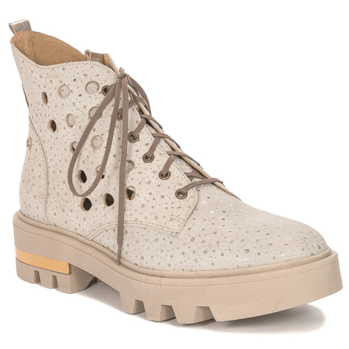 Maciejka Women's beige openwork leather ankle boots
