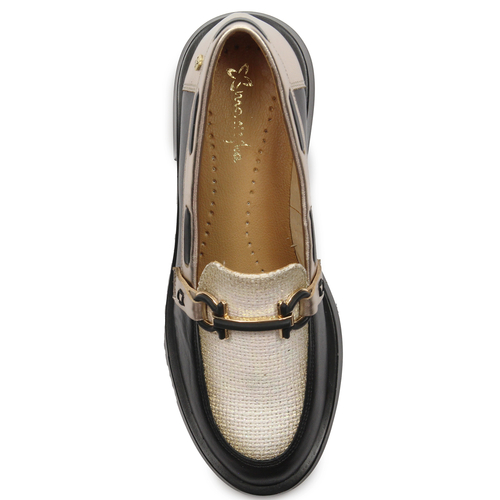 Maciejka Women's half shoes lords leather Black + Gold