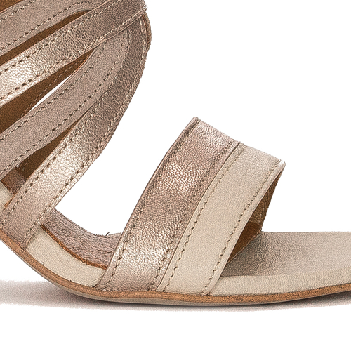 Maciejka women's Beige+Gold Sandals