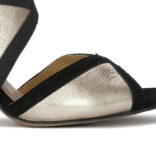 Maciejka women's leather gold+ black Sandals