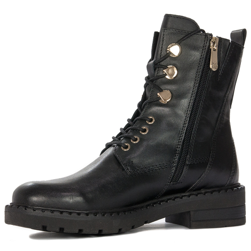 Marco Tozzi Black and Gold Leather Boots