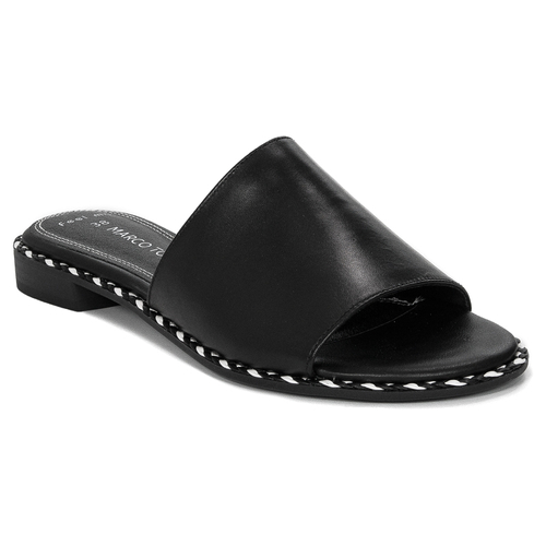Marco Tozzi Women's flat black leather slippers