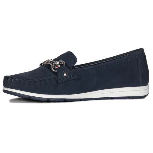 Marco Tozzi Women's leather moccasins Navy Nubuck