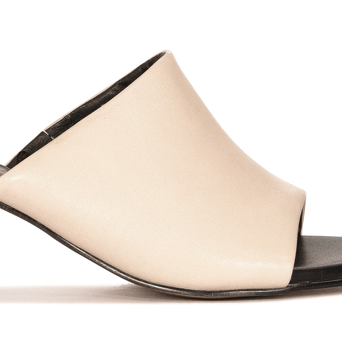 Marco Tozzi Women's leather slippers cream / black