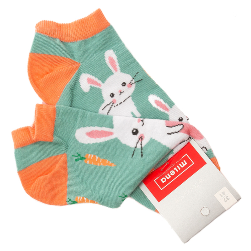 Milena Women's Turquoise-Orange Bunny socks