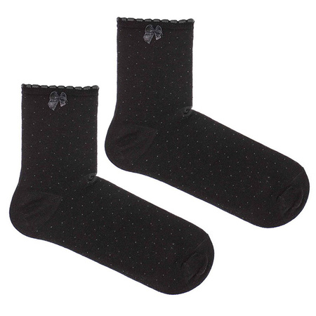 Milena black socks with polka dots and a bow
