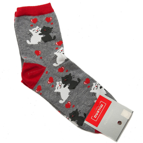 Milena socks with patterned Valentine's Day Graphite Hearts