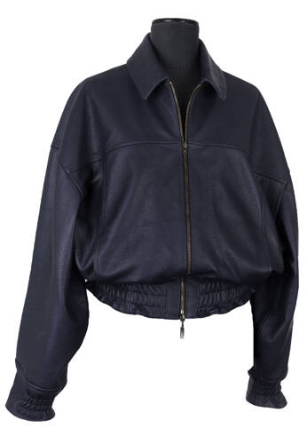 Opra Leather Bomber Jacket Dark Blue