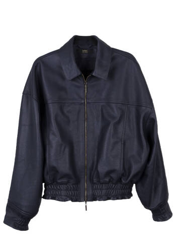 Opra Leather Bomber Jacket Dark Blue