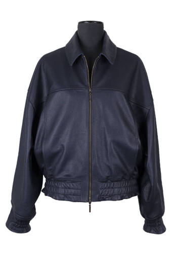 Opra Leather Bomber Jacket Dark Blue