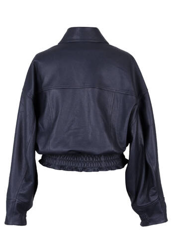 Opra Leather Bomber Jacket Dark Blue