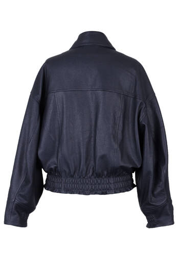 Opra Leather Bomber Jacket Dark Blue