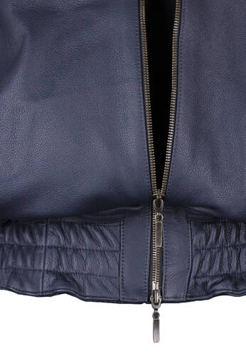 Opra Leather Bomber Jacket Dark Blue