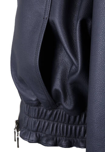 Opra Leather Bomber Jacket Dark Blue