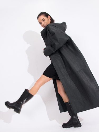 Opra Women's leather Rim Grafit coat