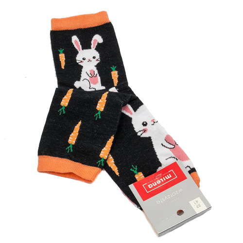 Patterned Milena socks Easter Black Carrots/Bunny