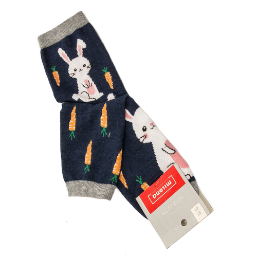 Patterned Milena socks Easter Navy Blue Carrots/Bunny