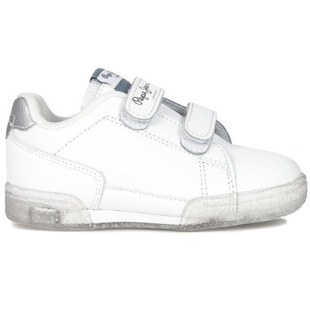 Pepe Jeans PGS30500 800 White Lambert Girl Glitter Kids Sneakers 