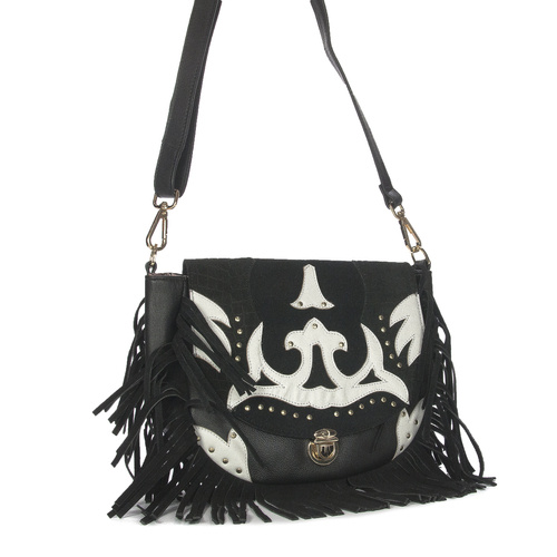 Piti Cuiti Women's Crossbody Bag Black with Tassels